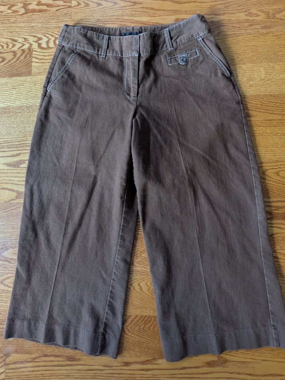 Robert louis capri pants women size 10 brown preppy zipper/button #755